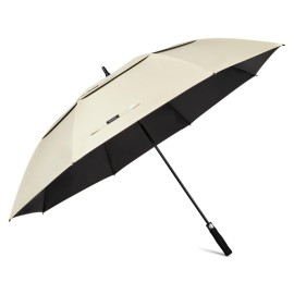 G4Free 62 Inch UV Protection Golf Umbrella Auto Open Vented Double Canopy Oversize Extra Large Windproof Sun Rain Umbrellas (Ivory/Black)