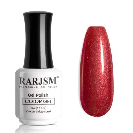 RARJSM Nude Glitter Gel Nail Polish Wine Red Tone Silver Rainbow Glitter Chunky Iridescent Sparkle Shimmer Diamond Transparent Gel Polish Single Bottle Soak off UV LED Cured for Home Salon Manicure