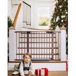 Cumbor 29.7-48 Baby Gate for Stairs, Mom\'s Choice Awards Winner-Dog Gate for Doorways, Auto Close Safety Pet Gate for Dogs Indoor, Easy Install Pressure Mounted Child Gate with Walk Thru Door, Brown