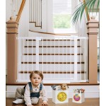 Cumbor 29.7-48 Baby Gate for Stairs, Mom\'s Choice Awards Winner-Dog Gates for Doorways, Auto Close Safety Pet Gate for Dogs Indoor, Easy Install Pressure Mounted Child Gate with Walk Thru Door, White