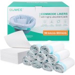 OUMEE Commode Liners with Absorbent Pads, 90 Bedside Commode Liners and 90 Pads for Commode Bucket, Disposable Commode Bags for Adults, Portable Leak-Proof Potty Chair Liners