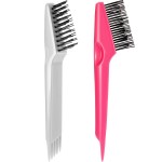 Yaomiao 2 Pcs Hair Brush Cleaner Tool 2-in-1, Pink and Gray Hairbrush Cleaner for Removing Hair Dust, Mini Comb for Removing Dirt, Home Salon Use