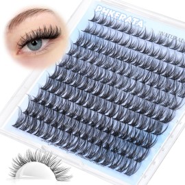 PHKERATA Natural Lash Clusters Wispy Eyelash Clusters 160 pcs Individual Lashes D Curvature Wispy 10-16 mm Cluster Eyelash Extensions DIY Eyelash Extension with Thin Lash Band