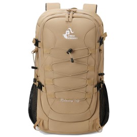 Bseash 40L Waterproof Hiking Camping Backpack with Rain Cover, Outdoor Sport Travel Bag Daypack for Climbing Skiing Cycling (Khaki)