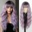 MERISIHAIR Long Ombre Light Purple Wavy Wig with Bangs,Dark Root Ombre Gray Purple Wigs Natural Looking Heat Resistant Synthetic Fiber Wig For Party Cosplay Daily Halloween