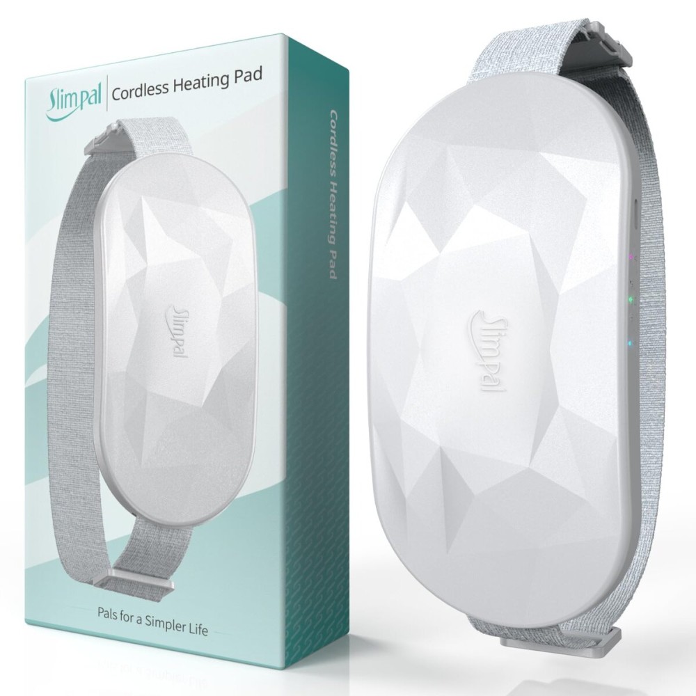 Slimpal Portable Heating Pad for Period Cramps, Electric Cordless Back Belly Waist Heating Pad for Menstrual Cramp Relief, Rechargeable Wearable Heat Belt Gifts for Her Women Girl Wife, Bright White