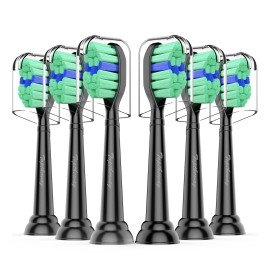 Toptheway Replacement Toothbrush Heads Compatible with Philips Sonicare Protectiveclean Dailyclean Plaque Control Electric Toothbrush 4100 5100 5300 C2 W2 G2 Black, 6 Pack