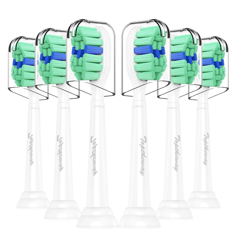 Toptheway Toothbrush Replacement Heads Compatible with Philips Sonicare ProtectiveClean DiamondClean C2 C1 G2 W 4100 5100 5300 Plaque Control, 6 Pack