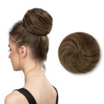 SARLA Hair Bun Extension Synthetic Drawstring Updo Fake Ballet Bun for Women Lady Donut Chignon Coffee Brown