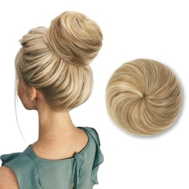 SARLA Hair Bun Extension Synthetic Drawstring Updo Fake Ballet Bun for Women Lady Donut Chignon Sahara Beige