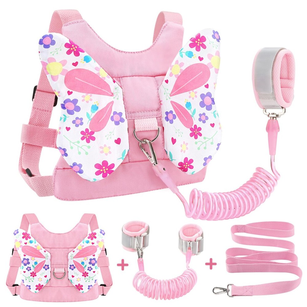 Accmor Toddler Harness Leash, Cute Butterfly Kids Leash + Anti Lost Wrist Link for Outdoor Travel, Adorable Child Walking Harness Wristband Assistant Strap Belt Keep Kids Close for Baby Boys Girls