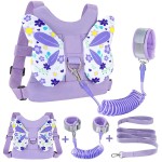 Accmor Toddler Harness Leash, Cute Butterfly Kids Leash + Anti Lost Wrist Link for Outdoor Travel, Mini Child Walking Harness Wristband Assistant Strap Belt for Baby Girls (Purple)