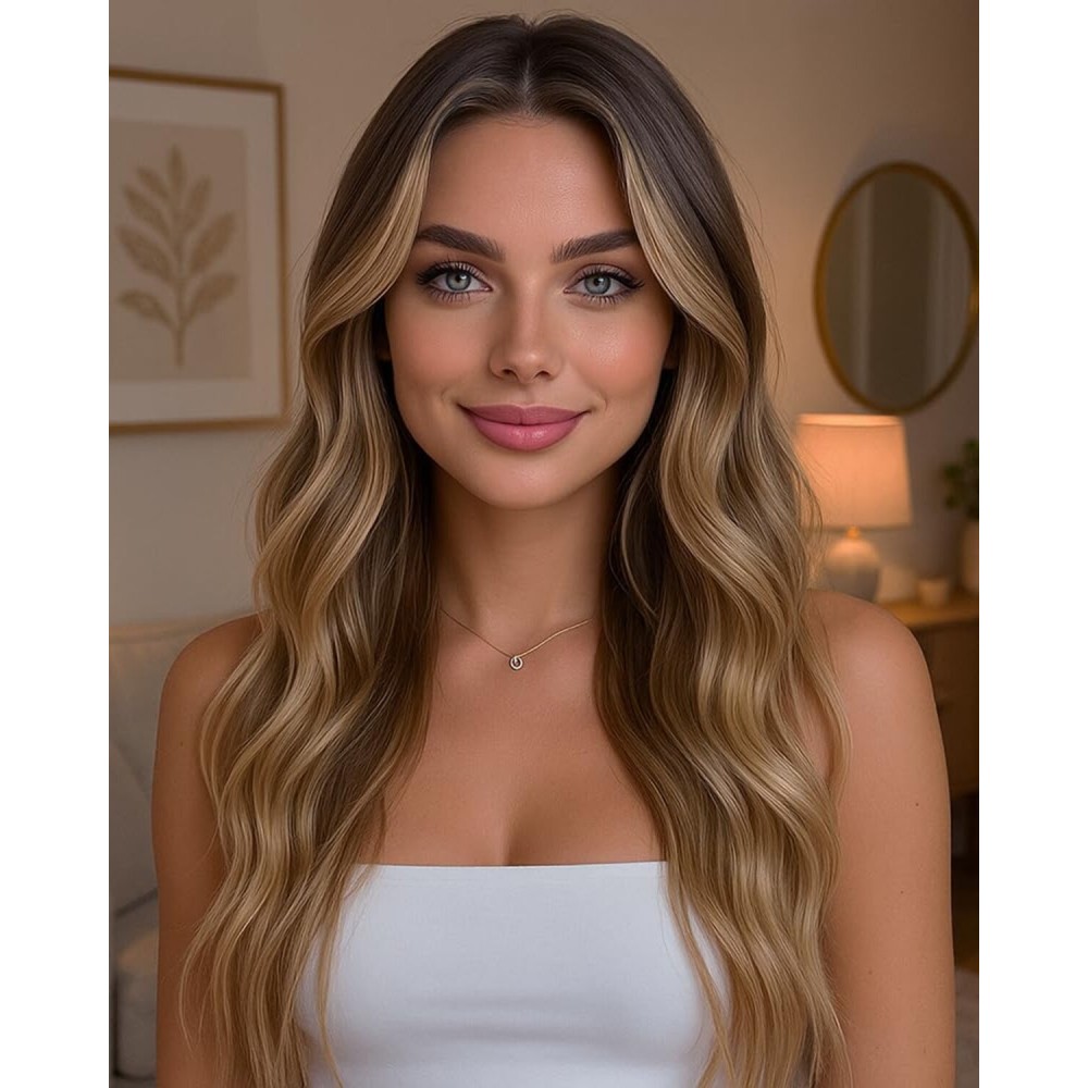 HMHIFI Long Blonde Wig for Women 26Inch Wavy Curly Ombre Blonde Hair Wigs Synthetic Hair Replacement Wig Heat Resistant Hair Wig for Daily Party Use(26\'\' Ombre Blonde)