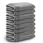 Nugilla Makeup Remover Cloths, 8 Packs Makeup Remover Towels Reusable Face Wash Cloth, Soft Microfiber Face Cloth for Women(Cool Grey)