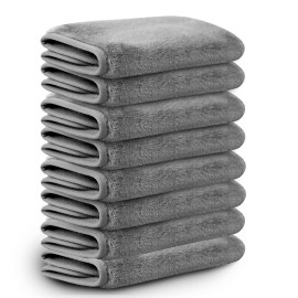 Nugilla Makeup Remover Cloths, 8 Packs Makeup Remover Towels Reusable Face Wash Cloth, Soft Microfiber Face Cloth for Women(Cool Grey)