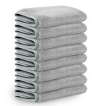 Nugilla Makeup Remover Cloths, 8 Packs Makeup Remover Towels Reusable Face Wash Cloth, Soft Microfiber Face Cloth for Women(Light Grey)