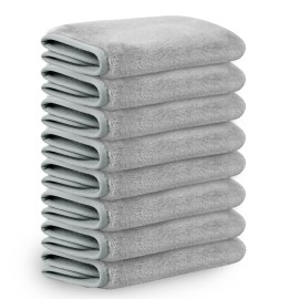 Nugilla Makeup Remover Cloths, 8 Packs Makeup Remover Towels Reusable Face Wash Cloth, Soft Microfiber Face Cloth for Women(Light Grey)
