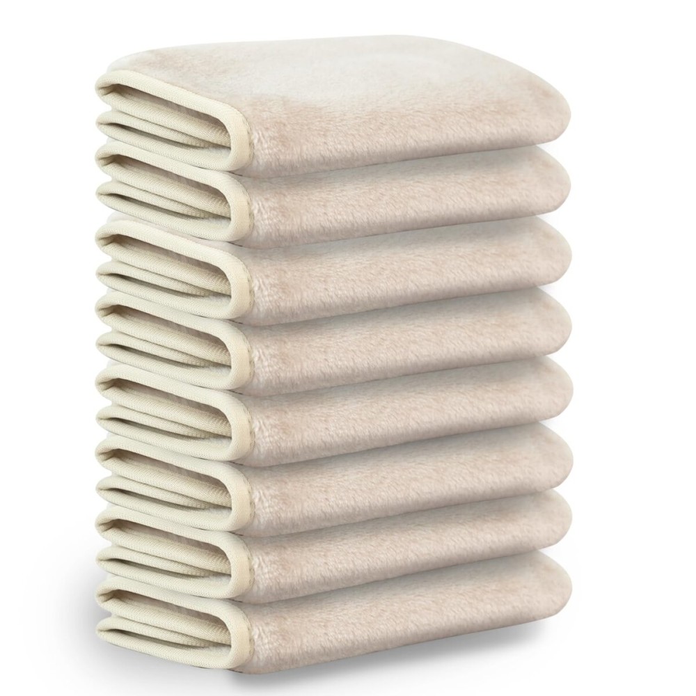 Nugilla Makeup Remover Cloths, 8 Packs Makeup Remover Towels Reusable Face Wash Cloth, Soft Microfiber Face Cloth for Women(Beige)