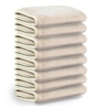 Nugilla Makeup Remover Cloths, 8 Packs Makeup Remover Towels Reusable Face Wash Cloth, Soft Microfiber Face Cloth for Women(Beige)