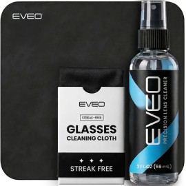 EVEO Eyeglass Cleaner Spray - No Streaks Technology with Microfiber Cleaning Cloth- Glasses Cleaning Kit - Glasses Cleaner Spray with Lens Cleaner Cloth - Screen & Eye Kit - 1 Pack