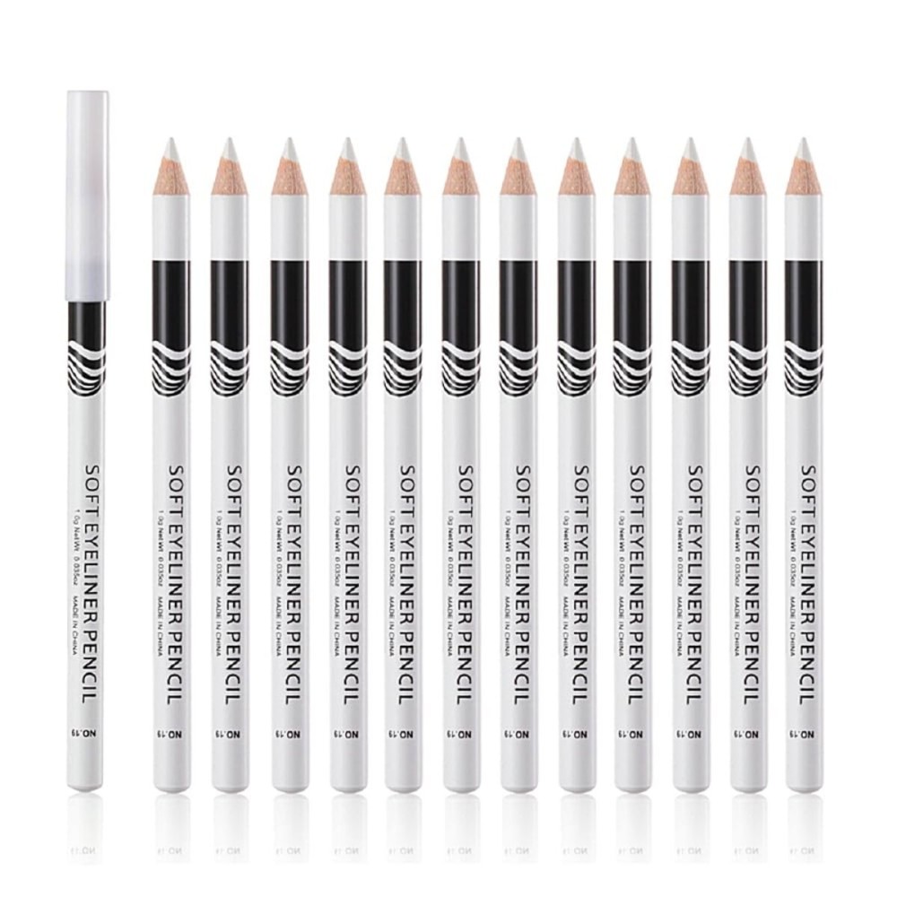 FeiCuiYun 12Pcs Eyebrow Pencils for Women, Wooden Hard-Core White Eyebrow and Eyeliner Pencil, Long Lasting Waterproof and Sweat-Proof, Beginner Makeup Brow Pencil, Create a Natural Eye Brow Makeup