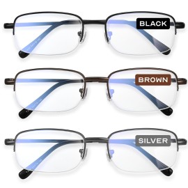 NOVIVON 2.25 Metal Reading Glasses Men - Durable Readers with Blue Light Filtering - Clear Vision