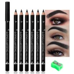 FeiCuiYun 6Pcs Eyebrow Pencils for Women, Wooden Hard-Core Black Eyebrow and Eyeliner Pencil, Long Lasting Waterproof and Sweat-Proof, Beginner Makeup Brow Pencil, Create a Natural Eye Brow Makeup