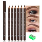 FeiCuiYun 6Pcs Eyebrow Pencils for Women, Wooden Hard-Core Brown Eyebrow and Eyeliner Pencil, Long Lasting Waterproof and Sweat-Proof, Beginner Makeup Brow Pencil, Create a Natural Eye Brow Makeup