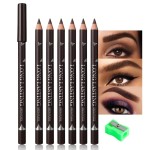 FeiCuiYun 6Pcs Eyebrow Pencils for Women, Wooden Hard-Core Dark Brown Eyebrow and Eyeliner Pencil, Long Lasting Waterproof and Sweat-Proof, Beginner Makeup Brow Pencil,Create a Natural Eye Brow Makeup