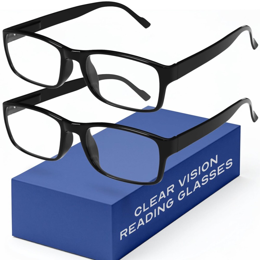 Gaoye 2-Pack of Reading Glasses +0.75 - Blue-Light Filter, UV Protection - Readers with Rectangle Frames
