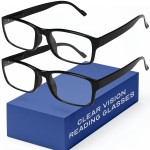 Gaoye 2-Pack of Reading Glasses +0.75 - Blue-Light Filter, UV Protection - Readers with Rectangle Frames