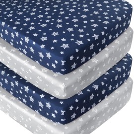Crib Sheets 4 Pack, Fitted Crib Sheets for Standard Size Crib and Toddler Mattresses, Soft and Breathable Baby Gift Set