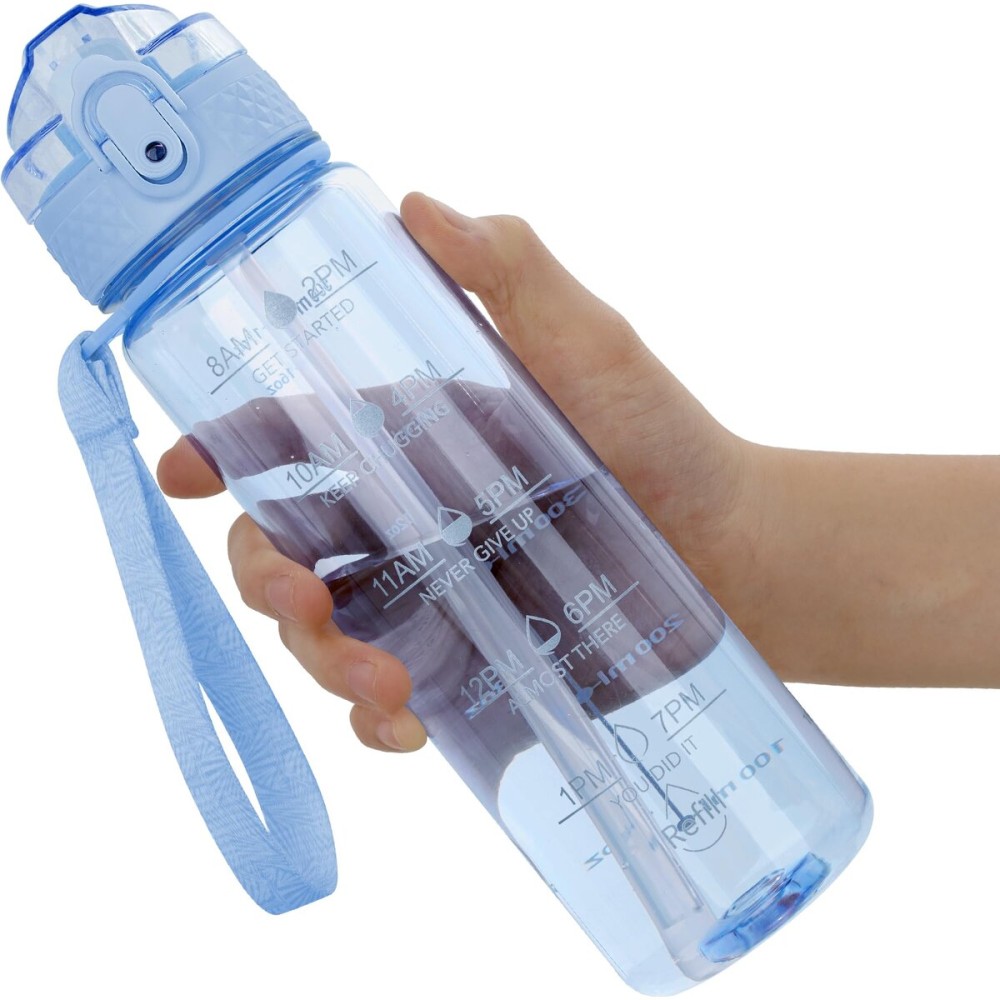 OLDLEY 17oz Kids Motivational Water Bottle, Leak-Proof Tritan BPA-Free, Reusable for School Girls & Boys, Silicone Straw, Baby Blue