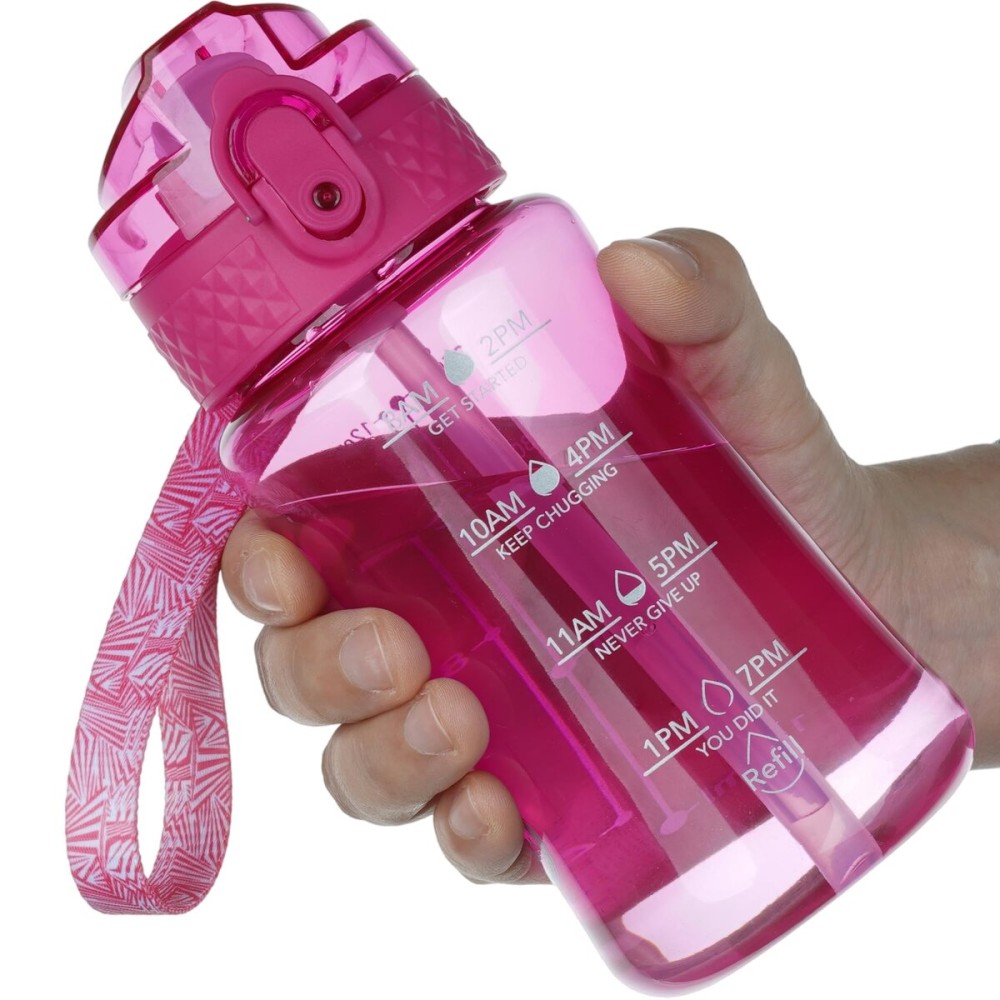 OLDLEY 12oz Kids Motivational Water Bottle with Silicone Straw, Leak-Proof Tritan BPA-Free, Reusable for School Girls & Boys, Eggplant