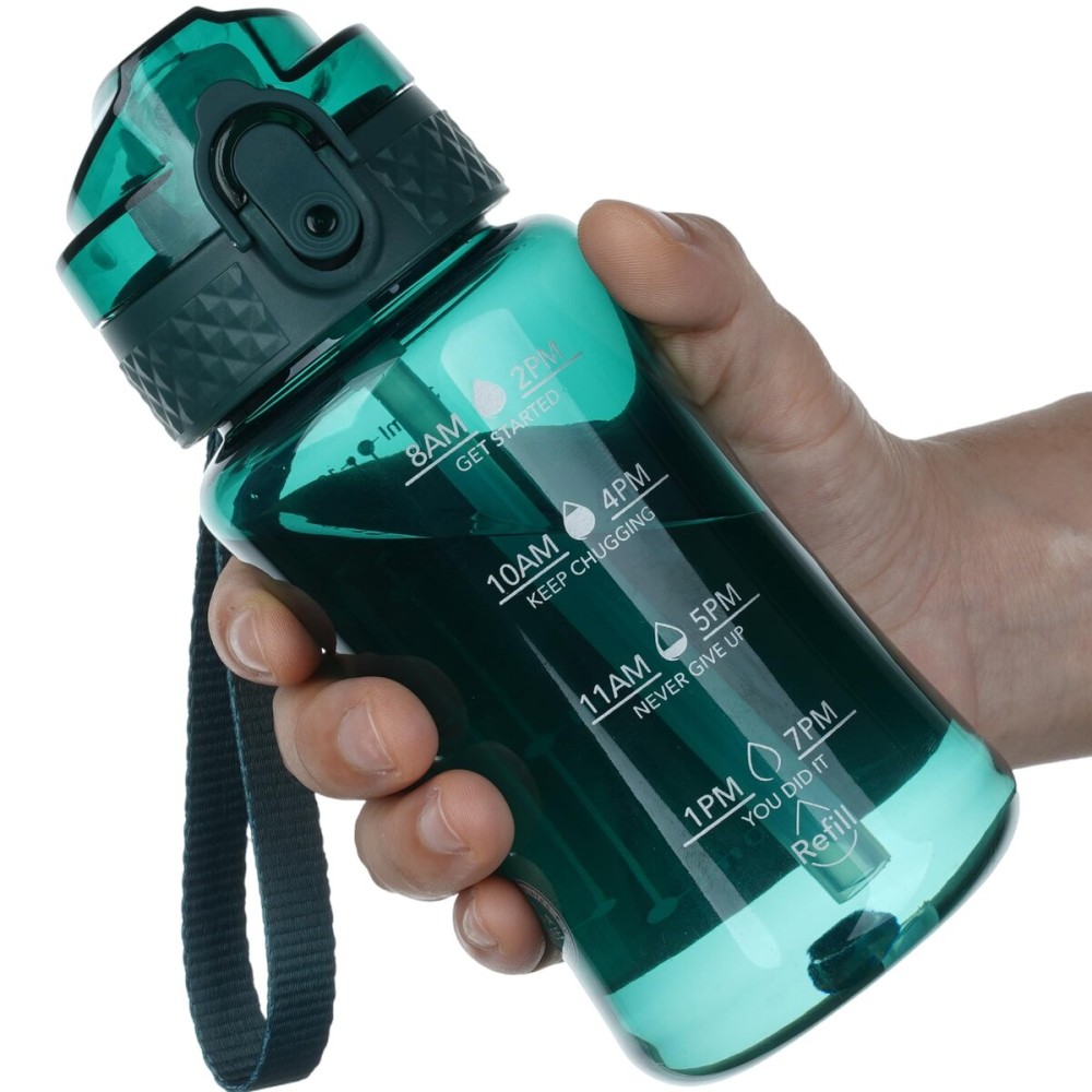 OLDLEY 12oz Kids Water Bottle for school Girls Boys, Motivational Water Bottles With Silicone Straw, Leak-Proof Tritan BPA-Free, Reusable water bottles for kids, Trout Green