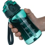 OLDLEY 12oz Kids Water Bottle for school Girls Boys, Motivational Water Bottles With Silicone Straw, Leak-Proof Tritan BPA-Free, Reusable water bottles for kids, Trout Green