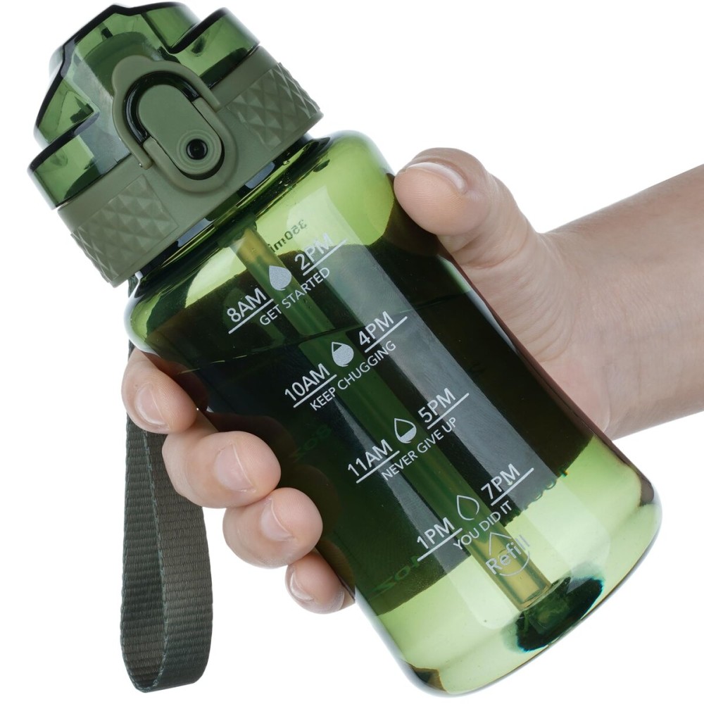 OLDLEY 12oz Kids Water Bottle for School - Motivational With Silicone Straw, Leak-Proof Tritan BPA-Free, Reusable for Girls Boys, Jade