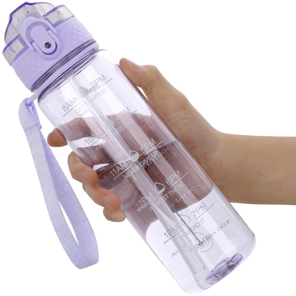 OLDLEY 17oz Kids Water Bottle for school Girls Boys, Motivational Water Bottles With Silicone Straw, Leak-Proof Tritan BPA-Free, Reusable water bottles for kids, Amethyst