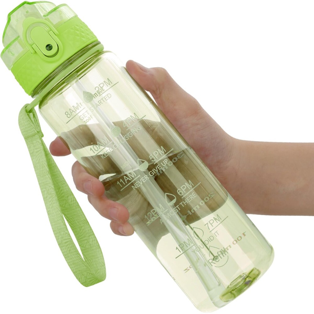 OLDLEY 17oz Kids Motivational Water Bottle, Leak-Proof Tritan BPA-Free, Reusable for School Girls & Boys, Silicone Straw, Parrott Green