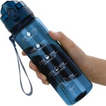 OLDLEY 17oz Kids Water Bottle for school Girls Boys, Motivational Water Bottles With Silicone Straw, Leak-Proof Tritan BPA-Free, Reusable water bottles for kids, Slate Blue