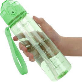 OLDLEY 17oz Kids Water Bottle for school Girls Boys, Motivational Water Bottles With Silicone Straw, Leak-Proof Tritan BPA-Free, Reusable water bottles for kids, Pear