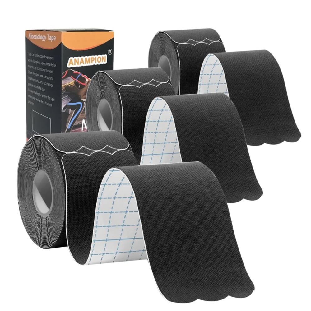 Kinesiology Tape Pro Athletic Sports (3 Rolls,60 Precut Strips) Waterproof Breathable Latex Free Tape for Ankle Wrists Knees Elastic Running Tennis Swimming Football Sports Activities Tapes Black