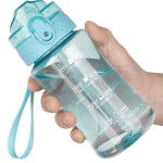 OLDLEY 12oz Kids Water Bottle for School - Motivational With Silicone Straw, Leak-Proof Tritan BPA-Free, Reusable for Girls Boys, Slate Blue