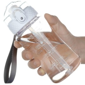 OLDLEY 12oz Kids Motivational Water Bottle, Silicone Straw, Leak-Proof Tritan BPA-Free, Reusable for School Girls & Boys, Clear