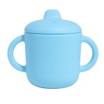 Catii 6 Months+ Sippy Cups with Handles, Small Silicone Sippy Cups Leak Proof 5oz,No Spill Sippy cups for Toddlers (Powder Blue)