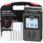 AUVON Rechargeable Digital TENS Unit Muscle Stimulator with 600 mAh Battery, TENS Machine with 8 Customizable Modes, Electric Massager for Shoulder, Back Pain Relief, 6 TENS Pads, A Carry Case
