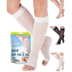 Made in USA - Sheer Compression Socks for Women Circulation 15-20mmHg - Compression Knee High Stockings with Open Toe for Arthritis, Swelling, Lymphedema - White, Small - A111WH1