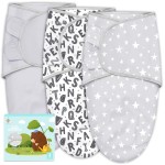Cute Castle 3-Pack Baby Swaddle Sleep Sacks - Newborn Swaddle Sack - Ergonomic Baby Swaddles Blanket Warp for Boys and Girls - Baby Essentials (0-6 Months - Gray, Letters, Stars)