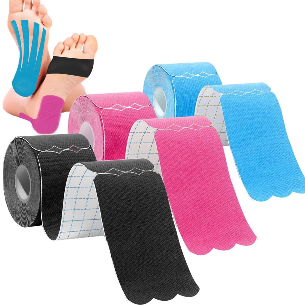 Kinesiology Tape Pro (120 Precut Strips,2 * 6 inch,6 Yard) Waterproof Breathable Athletic Elastic Muscles & Joints Pain Relief Taping for Gym Fitness Running Tennis Swimming Football(Mix 6M)