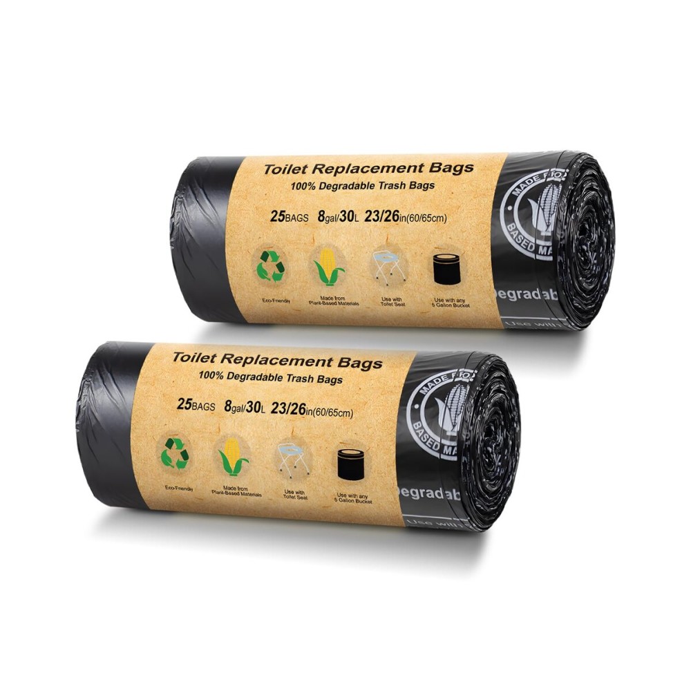 BLIKA 50 Count Toilet Replacement Bags, 8 Gallon, 30 Liter, Heavy Duty 1 Mil, Compost Bags 8 Gallon, Camping Toilet Bags for Portable Toilet, Car Travel, Camping, Long Trips